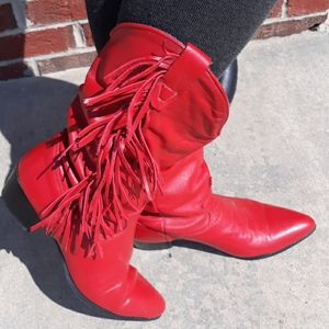 Durango Sz 8.5 Red Fringe Western Cowgirl Boots